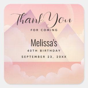 Dromerige Pastel Berglandschap Verjaardag Bedankt Vierkante Sticker