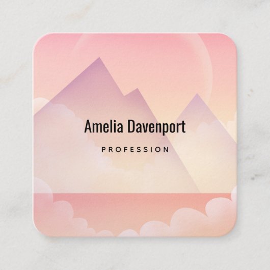 Dromerige Pastel Berglandschap Vierkante Visitekaartje (Voorkant)