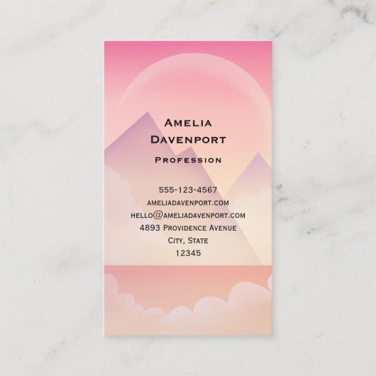 Dromerige Pastel Berglandschap Visitekaartje (Achterkant)