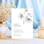 Dromerige Pastel Blauw en Goud Wild Bloemen Bruilo Save The Date