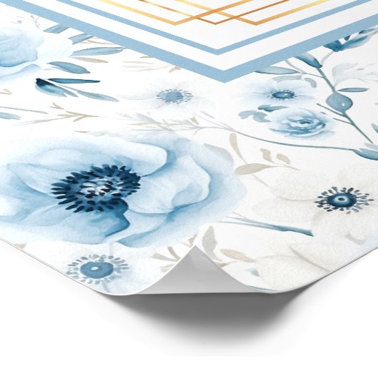 Dromerige Pastel Blauw Goud Waterverf Zitting Graf Poster (Hoek)