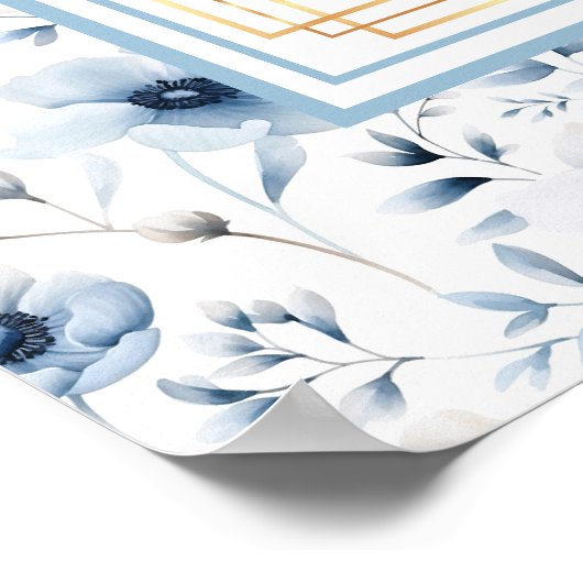 Dromerige Pastel Blauw Goud Waterverf Zitting Graf Poster (Hoek)