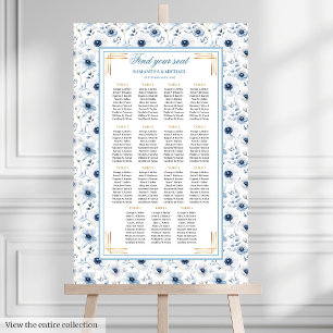 Dromerige Pastel Blauw Goud Waterverf Zitting Graf Poster