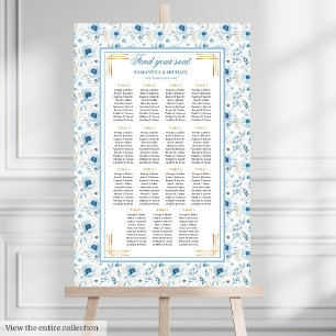Dromerige Pastel Blauw Goud Waterverf Zitting Graf Poster