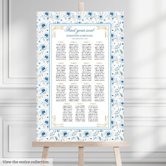 Dromerige Pastel Blauw Goud Waterverf Zitting Graf Poster