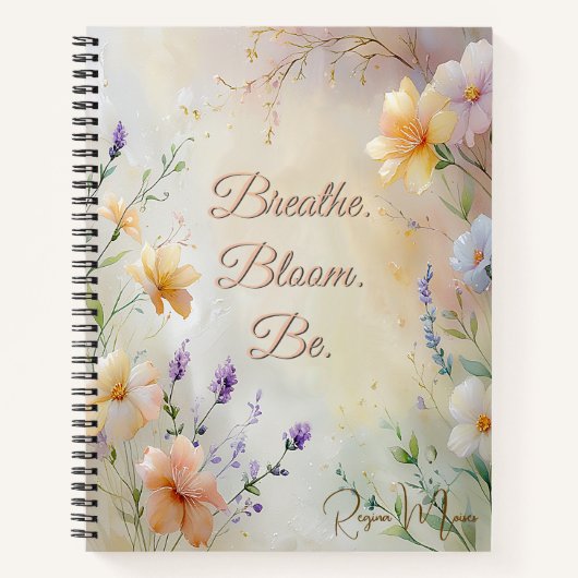 Dromerige Pastel Bloemen met Moderne Elegante Scri Notitieboek (Voorkant)