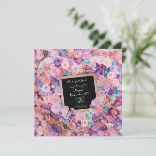 Dromerige Pastel Bloom zwangerschapsaankondiging Kaart (Staand voorkant)