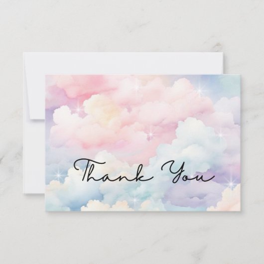 Dromerige Pastel Cloud Nine Baby shower Bedankkaart (Voorkant)