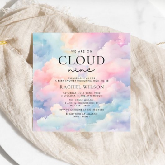 Dromerige Pastel Cloud Nine Baby shower Kaart