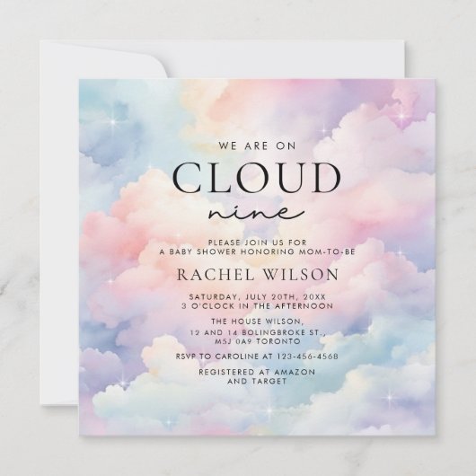 Dromerige Pastel Cloud Nine Baby shower Kaart (Voorkant)
