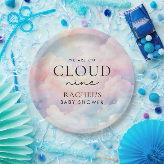 Dromerige Pastel Cloud Nine Baby shower Papieren Bordje (Feest)