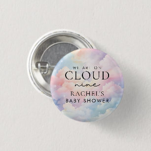 Dromerige Pastel Cloud Nine Baby shower Ronde Button 3,2 Cm