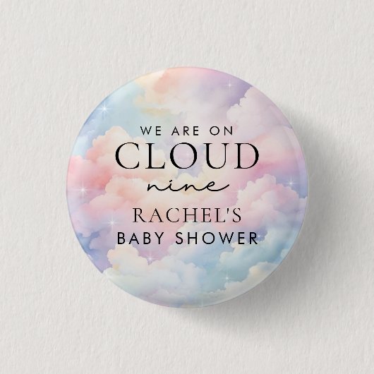 Dromerige Pastel Cloud Nine Baby shower Ronde Button 3,2 Cm (Voorkant)