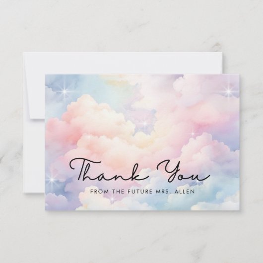 Dromerige Pastel Cloud Nine Bruidsmeisjesfeest Bedankkaart (Voorkant)