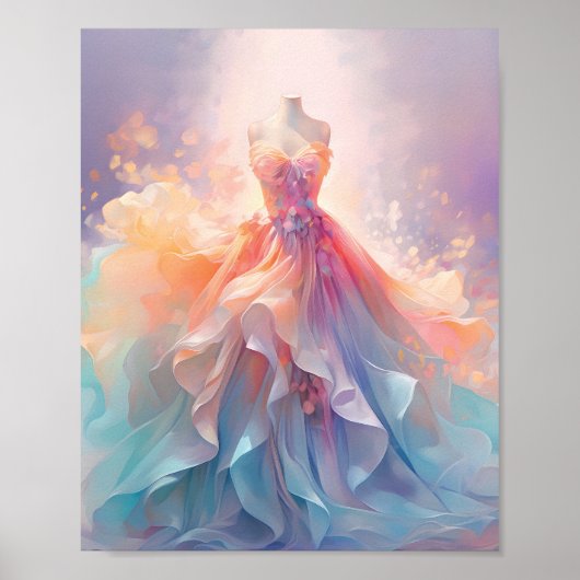 Dromerige Pastel Couture Jurk Kunst Poster (Voorkant)