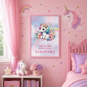 Dromerige Pastel Eenhoorn Magische Verjaardag Muur Poster