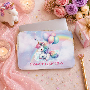 Dromerige Pastel Eenhoorn Meisje Verjaardag Laptop Sleeve