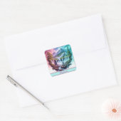 Dromerige Pastel Horse Waterval Natuur Scene Vierkante Sticker (Envelop)
