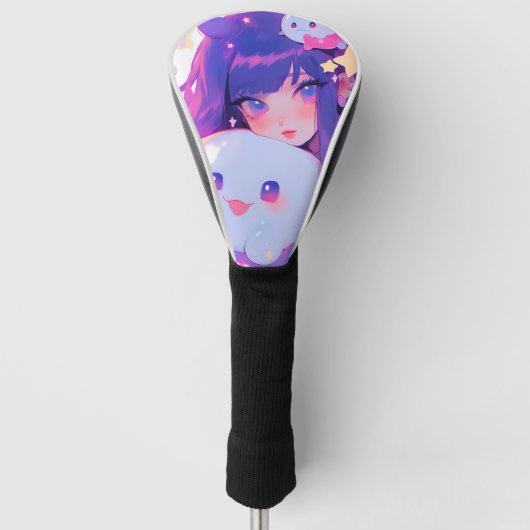 Dromerige pastel kawaii magische anime meisje esth golfheadcover (Voorkant)