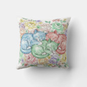 Dromerige Pastel Kittens & Bloementuin Worpkussen Kussen (Achterkant)