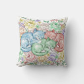Dromerige Pastel Kittens & Bloementuin Worpkussen Kussen (Voorkant)
