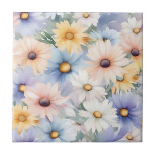 Dromerige pastel madeliefjes patroon Waterverf Tegeltje