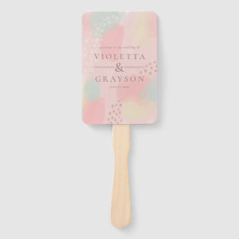 Dromerige pastel moderne kunst bedankt bruiloft handwaaier