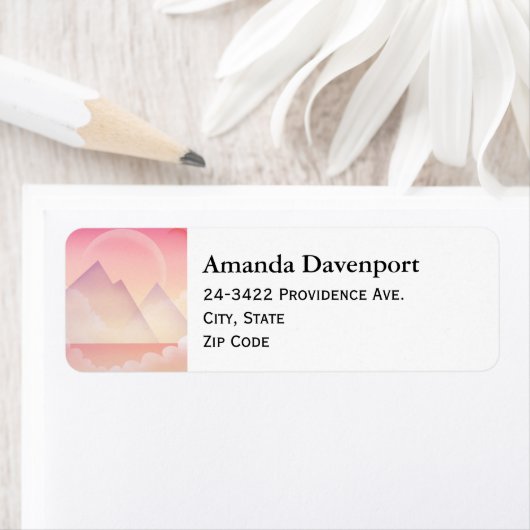 Dromerige Pastel Mountain Landscape Adres Etiket (Insitu)