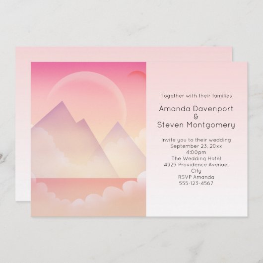 Dromerige Pastel Mountain Landscape Bruiloft Kaart (Voorkant / Achterkant)