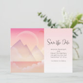 Dromerige Pastel Mountain Landscape Bruiloft Save The Date (Staand voorkant)