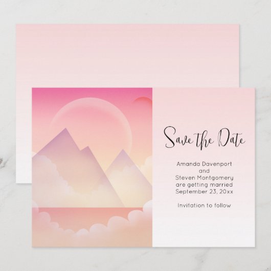 Dromerige Pastel Mountain Landscape Bruiloft Save The Date (Voorkant / Achterkant)