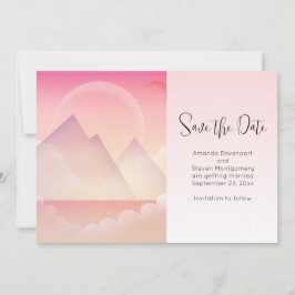 Dromerige Pastel Mountain Landscape Bruiloft Save The Date