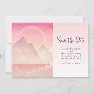 Dromerige Pastel Mountain Landscape Bruiloft Save The Date