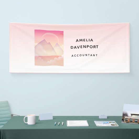 Dromerige Pastel Mountain Landscape Business Spandoek (Beurs)