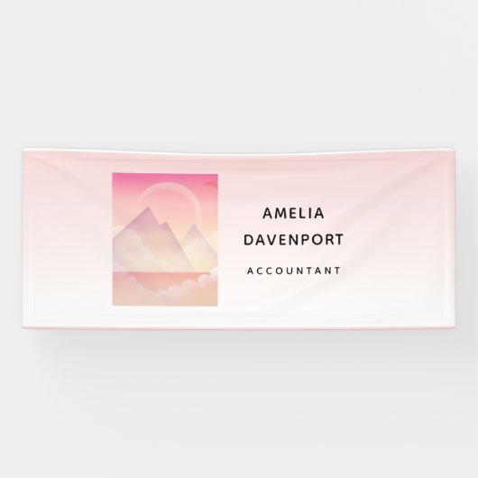 Dromerige Pastel Mountain Landscape Business Spandoek (Horizontaal)