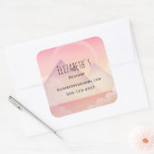 Dromerige Pastel Mountain Landscape Business Vierkante Sticker (Envelop)