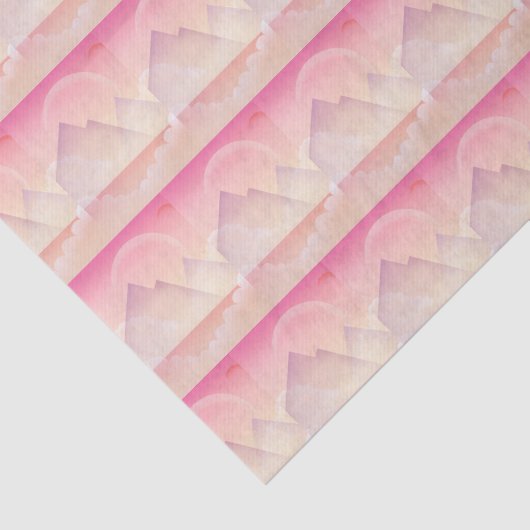 Dromerige Pastel Mountain Landscape Patroon Tissuepapier (Detail)