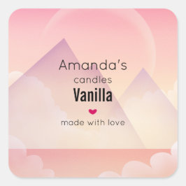 Dromerige Pastel Mountain Landschap Kaars Business Vierkante Sticker