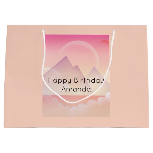 Dromerige Pastel Mountain Landschap Verjaardag Groot Cadeauzakje (Voorkant)