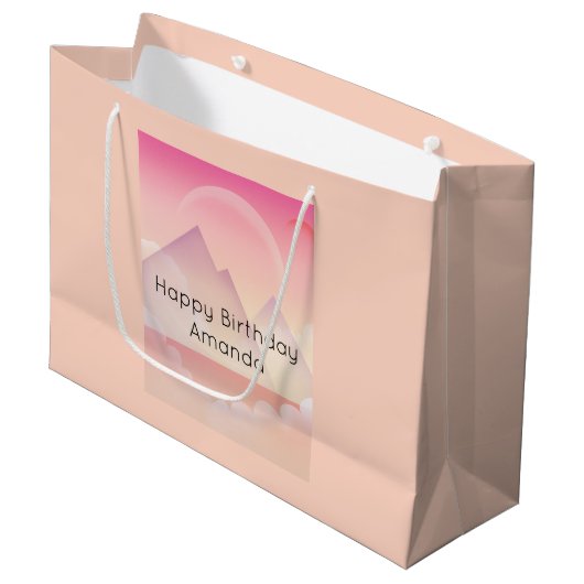 Dromerige Pastel Mountain Landschap Verjaardag Groot Cadeauzakje (Voorkant Gekanteld)