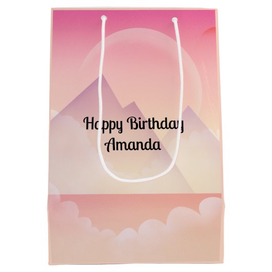 Dromerige Pastel Mountain Landschap Verjaardag Medium Cadeauzakje (Achterkant)