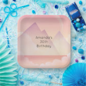 Dromerige Pastel Mountain Landschap Verjaardag Papieren Bordje (Feest)