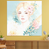 Dromerige Pastel Muurkunst Vrouw Canvas Afdruk (Insitu (Woonkamer))