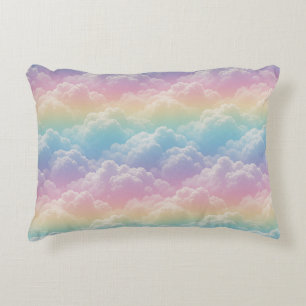 🌈 Dromerige Pastel Regenboog Wolkenhemel Stijl ☁️ Accent Kussen