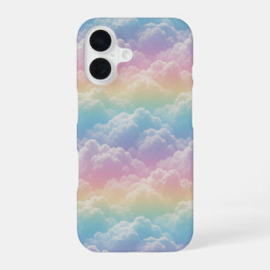 🌈 Dromerige Pastel Regenboog Wolkenhemel Stijl ☁️ iPhone 16 Hoesje