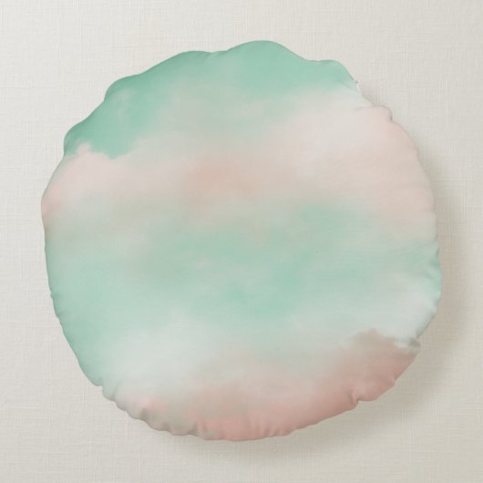 Dromerige Pastel Roze en Turquoise Cloud Kussen (Achterkant)