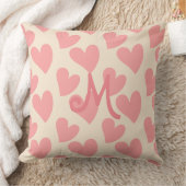 Dromerige pastel roze harten monogram beige kussen (Deken)