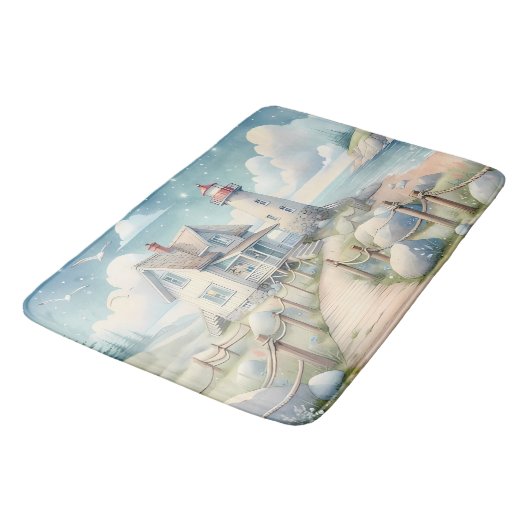 Dromerige Pastel vuurtoren bij het Zee Badmat (Gekanteld)