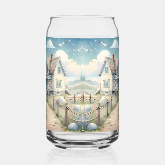 Dromerige Pastel vuurtoren bij het Zee Blikvorm Glas (Rechts)