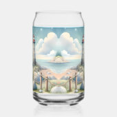 Dromerige Pastel vuurtoren bij het Zee Blikvorm Glas (Links)